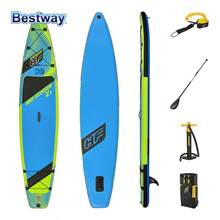 Bestway 65373 Water Cruise Surfboard Set, Inflatable Vertical Paddleboard Anti-Slip Deck, Including Paddleboards, Paddles, Hand Pumps, Backpacks, Ropes, Fins, Suitable For Adults Of All Levels, 12'6" X 31" X 6"/3.81m X 79cm X 15cm - Blue - View 9