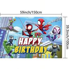 TFKI Spidey And His Amazing Friends Photography BackdropSpider Hero Party Background Spidey And His Amazing Party Supplies 5x3Ft Spidey Backdrop For Birthday Decoration Baby Shower Banner Decoration - 彩色 - 查看 2