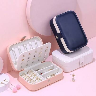 1-Piece 3-Layer Travel Jewelry Storage Box, Multifunctional Waterproof Jewelry Box, Large-Capacity Jewelry Organizer, Portable Jewelry Box For Earrings, Rings, And Necklaces, Perfect For Gifting, Decoration, Birthday Gifts, Bridesmaid Gifts, Back-To-School, And Bedroom Decor.