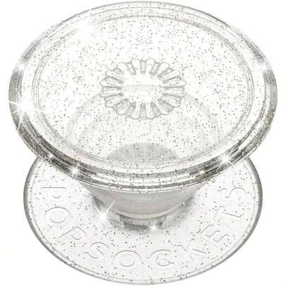 Translucent Phone Grip With Expanding Kickstand, Phone, Adhesive Grip, Translucent PopGrip - Glitter Silver