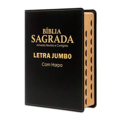 Bíblia Sagrada Letra Jumbo - Luxo - Preta - C/ Harpa - Revista e Corrigida