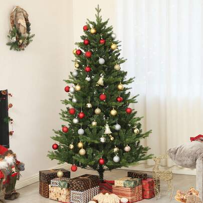 HOMCOM Artificial Christmas Tree, 180 Cm, 818 Branches, Quick Folding System, Steel Stand, Indoor Decoration, Green.
