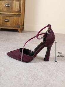 女士尖头细高跟镂空优雅派对高跟鞋，黑色、银色、白色、酒红色高跟鞋 - 酒紅色 - 查看 6