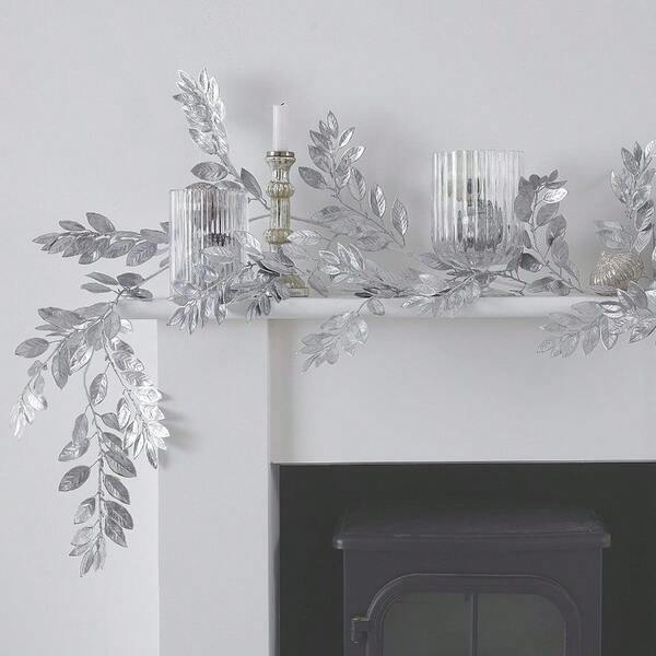 Ginger Ray Glitter Foliage Christmas Decoration Garland 1.5 Meter Length Silver