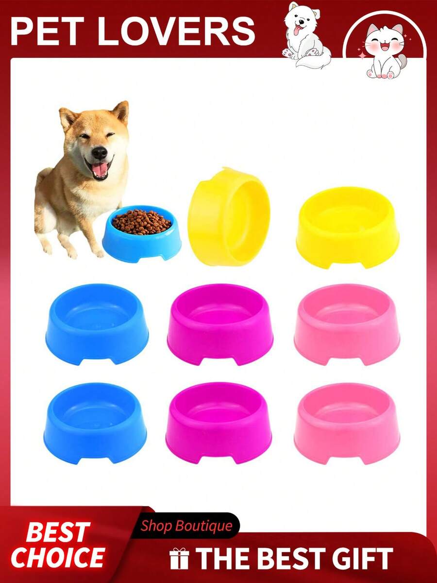 1 Pc Pet Plastic Bowls Dog And Cat Supply Plastic Food Feeding Water Dish Bowl Feeder - Multicolor - View 1