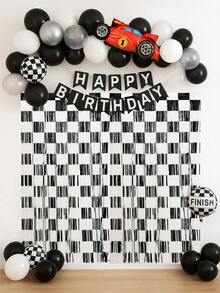 1pc/2pcs Black & White Plaid Metal Wire Tassel Curtain, Racing Theme Birthday Party Backdrop Decor, Racing Motorcycle Car Theme Boy's Birthday Sports Party Decoration, Racing Theme Birthday Photo Backdrop, Racing Decor, Birthday Party Supplies, Stage Backdrop, Racing Theme Birthday Party Decoration, Racing Party Supplies - Racing Black and White Checkered - View 8