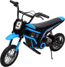 Moto eléctrica todoterreno de 24 V y 350 W para niños: 3 modos de velocidad, velocidad máxima de 23 km/h, motocicleta segura con certificación ASTM y suspensión antichoque, el mejor regalo para niños y niñas. - Azul 9 - Ver 9