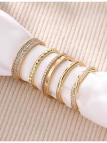 Milacolato Non Tarnish Gold Silver Stackable Rings For Women - 14K Gold Plated Waterproof Stacking Thin Chunky Bands Cubic Zirconia Thumb Ring Set 2-4mm  Statement Promise Engagement Rings Size 5-10 - Vàng - Xem 8