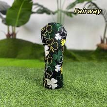 1pc's Black Fashionable Floral Four-Leaf Clover Design Golf Club Cover Is Suitable For Both Male And Female Outdoor Enthusiasts. Made Of Durable Materials, It Offers The Best Protection For Your Golf Clubs - Black - View 5