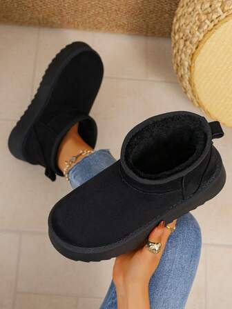 Women's New Short Thick Bottom Thermal-Lined Snow Boots, Fashionable , Anti-Slip & Wear-Resistant, Warm & Insulated, Must-Have Winter Snow Boots,Fur Boots