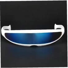 JDD Novedad Futurista anteojos de sol con espejo monobloque, traje azul - 1 - Ver 2