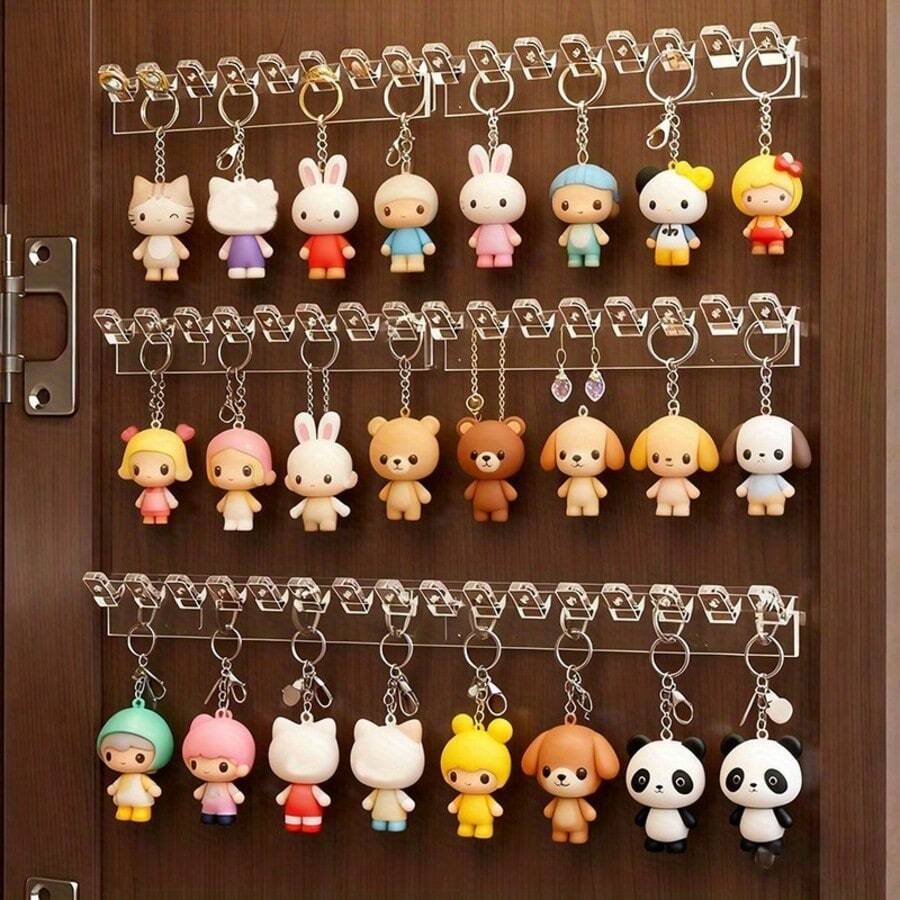 3/9pcs Acrylic Jewelry Organizer Wall Mount - 8 Hooks Design For Necklaces, Bracelets, Earrings, Rings Storage, -Free Jewelry Display Holder, Space Saving Compact Storage, Multi-Hole Rack, Gift For Shoppers - Necklace, Bracelet And Earring Hooks, Polished Plastic Multi-Function Hanging Design, Room Decor
