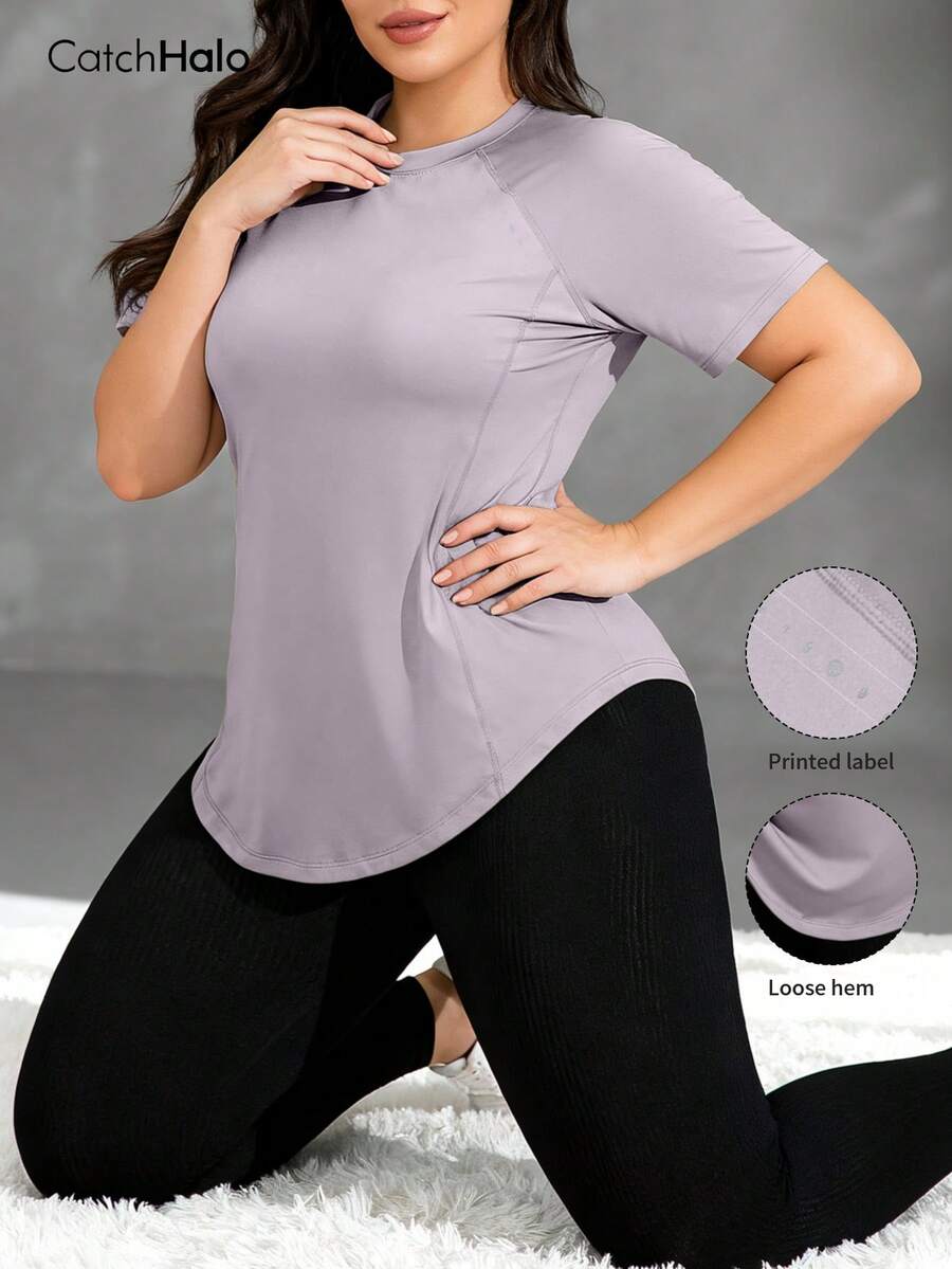 Plus Size Women Short Sleeve T-Shirt, Loose Fit Activewear Top, Suitable For Fitness, Yoga, And Casual Summer Wear Sports