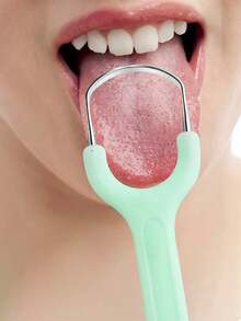 2pcs Stainless Steel Tongue Cleaner Set, Removes Tongue Coating & Food Debris, Oral Health Care, Convenient For Travel & Home Use, Great Gift - Mint Green - View 5