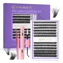 GSYY DIY Lash Extension Kit 240pcs Lash Clusters With Tweezer Bond Seal 60D/80D Volume Lashes Fluffy 3D Eyelash Clusters 1016mm Mixed Lengths Of  Look Beginner Friendly Ideal For He Use And Daily Wear - màu đen - Xem 1