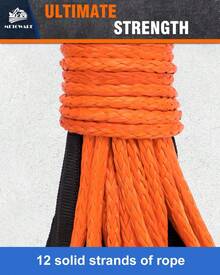 Synthetic Winch Rope Kit, 1/4" X 50ft 10,000 LBS Winch Cable Line With Protective Sleeve Hook And Forged Winch Hook Fits 4WD Road Vehicle UTV ATV SUV Truck - Orange - View 2