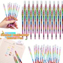 30/20/10/3/1pc 11 Colors Stackable Building Block Crayons, Rainbow Graffiti Painting Pen, Portable Multicolor Drawing Supplies For Kids, Students & Artists, DIY Craft, School Art Creation, Party Goodie Bag Fillers, Back To School Stationery - Multicolor - View 2