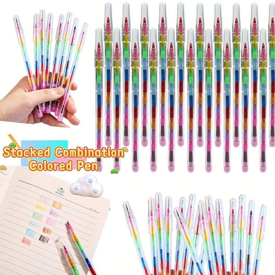 30/20/10/3/1pc 11 Colors Stackable Building Block Crayons, Rainbow Graffiti Painting Pen, Portable Multicolor Drawing Supplies For Kids, Students & Artists, DIY Craft, School Art Creation, Party Goodie Bag Fillers, Back To School Stationery