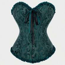 Corset Tops For Women Plus Size Lace Up Corset Top, Ruffle Strapless Corset Bustier Lingerie ,Women's Lingerie & Shapewear Corset Bonning - Dark Green - View 1
