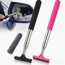 Extendable Car Window Cleaning Brush - (Comes With 1 Microfiber Car Cleaning Cloth), Portable Manual Squeegee With Ergonomic Handle, Durable Bristles For Quick Cleaning, Suitable For Rearview Mirrors, Non-Electric Design, Car Cleaning Accessory, Car Window Scraper - Multicolor - View 2