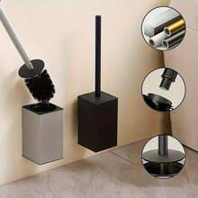 壁挂式极简方形马桶刷，节省空间，易于清洁，采用耐用铝合金材质，适用于浴室、卫生间、公寓。 - 灰色 - 查看 5