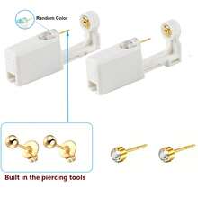 Kit de perforación de orejas, pistola de perforación de orejas desechable con pendientes de estrella de circonita cúbica de 5 mm para mujeres, kit de perforación de orejas en casa - Dorado - Ver 18