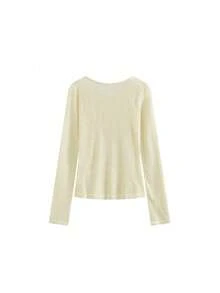 轻薄透气长袖T恤，女士新款秋季空调罩衫，休闲百搭 - 杏色 - 查看 6