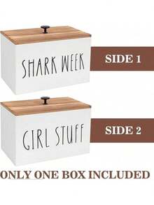 Tampon Holder Storage For Bathroom, Feminine Wood Container Box, Women Product Organizer, Farmhouse Décor, Pad Storage Container Box, Rustic Accessories (White) - trắng - Xem 4