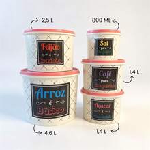 Kitchen Supplies Set Kit ECONOMIC LINE - 5 Supplies + 4 Square Jars 500 ML TPW Line - 淡粉紅色 TPW - 查看 2
