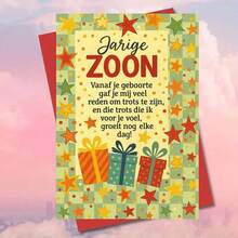 بطاقة تهنئة ابن مؤثرة مع مغلف (11 سم * 16 سم) - تصميم "تهنئة عيد ميلاد ابني"، مشهد احتفالي مع نجوم وصناديق هدايا، مثالية للعائلة والابن، مناسبة لاحتفالات عيد الميلاد، بطاقة تهنئة عيد ميلاد|بطاقة ابن عيد ميلاد|بطاقة تهنئة ورقية - متعدد الألوان - مشاهدة 13