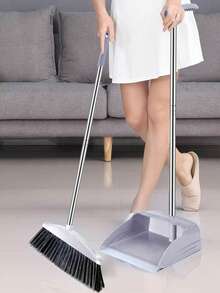 Juego De Escoba y Recogedor Mejorado, Autolimpieza Con Dientes De Recogedor, Barrido Interior y Exterior, Ideal Para Uso Doméstico, Escoba De Pie y Recogedor - Gris - Ver 7