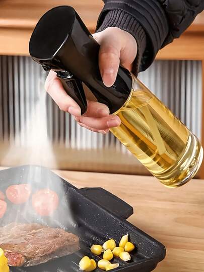 Rociador de aceite presurizado, apto para cocinar y asar a la parrilla - Dispensador de aceite de oliva y aceite de cocina, botella de aceite de alimentos, apto para almacenar diversos líquidos, aplicable a barbacoas al aire libre, alimentos bajos en grasa, ensaladas, accesorios de cocina para barbacoa, decoración de cocina, organización y almacenamiento de cocina