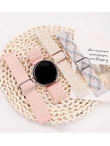 Set de 4 piezas de correas de reloj de nailon compatibles con /Galaxy Watch 6/5/4 de 40mm 44mm/Watch 6 Classic de 43mm 47mm/Watch 5 Pro de 45mm/Watch 4 Classic de 42mm 46mm, de 20mm 22mm con liberación rápida, correa deportiva de repuesto - polvo de arena/polvo de luz de estrellas/color de luz de estrellas/polvo blanco y gris - Ver 7