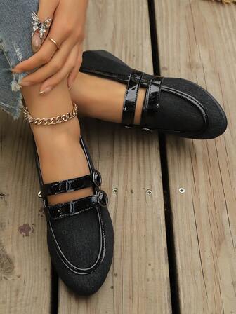 时尚搭扣乐福鞋，复古英伦风，休闲厚底单带套脚鞋，春秋季百搭之选