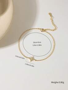 1pc S925 Sterling Silver Eight-Pointed Star Zirconia Bracelet, 14K Gold-Plated Hypoallergenic, Simple And Exquisite Women's Bracelet, Sterling Silver Jewelry, Suitable For Daily Wear, Holiday Gift