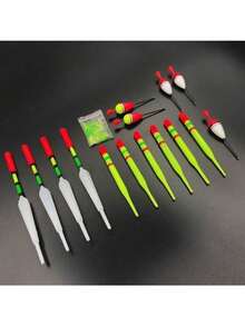 15件/套 钓鱼浮标 垂直浮标 海钓 多种尺寸 适用于大多数类型的钓鱼饵料 钓线 钓具工具