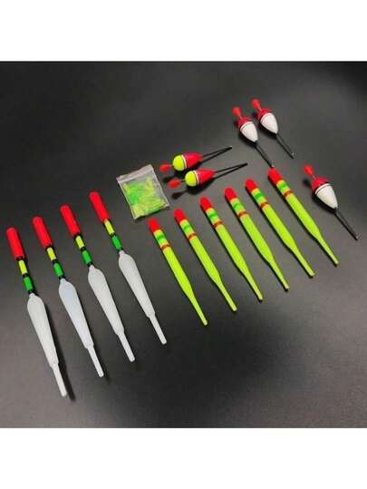15 Pcs/ Set Fishing Float Vertical Buoy Sea Assorted Size For Most Type Of Angling Fishing Lures Fishing Line Tackle Tool