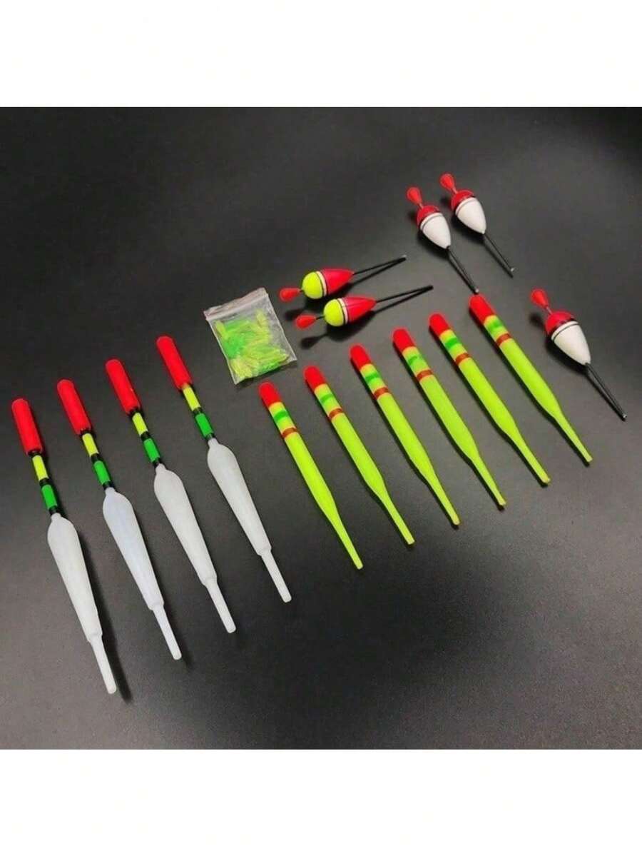 15件/套 钓鱼浮标 垂直浮标 海钓 多种尺寸 适用于大多数类型的钓鱼饵料 钓线 钓具工具