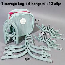 可折叠便携衣架旅行套装 - 包含多个结实耐用的折叠衣架和一个透明网格收纳袋。方便整理衣架，也可用于分隔洗漱用品和化妆品，防止泄漏。紧凑的折叠设计节省行李箱和宿舍空间，是商务旅行、度假、酒店住宿、学校宿舍和居家备用的理想之选。 - 藍色包1個+6個衣架+12個夾子 - 查看 2
