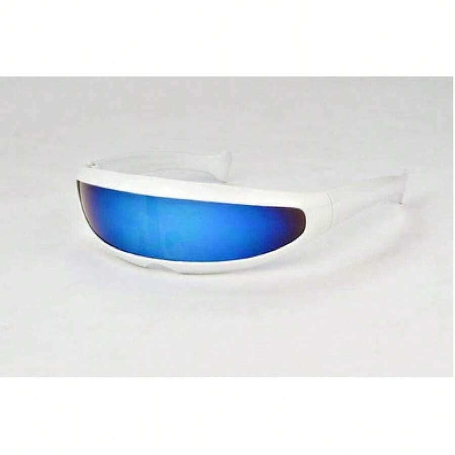 JDD Novedad Futurista anteojos de sol con espejo monobloque, traje azul - 1 - Ver 1
