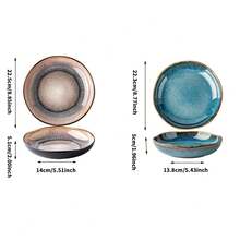 Thickened Ceramic Food Plate, Middle East New Year Serving Dish, Kitchen Restaurant, Microwave Oven, Dishwasher Available Big Bowls, Middle East Festival Tableware