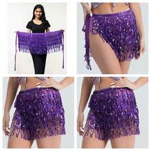 1 pièce Jupe-écharpe à franges pailletées pour femmes, chaîne de taille pour danse du ventre, costume boho pour boîte de nuit, convient pour la scène et la danse - Multicolore - Voir 3