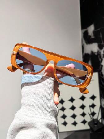 1 Pair Unisex Large Frame Casual Aviator Dual-Bridge Fashion Fashion Glasses, Suitable For Daily, Party, Travel, Beach