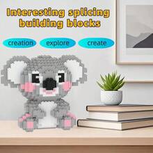 1035pcs Cute Koala Building Blocks Toy Set | Creative, Educational Small Particle Assembly, Puzzle, Plug-In Toy | PP Material, Gray | Suitable For Front Desk, Living Room, Study, Office Decor | Holiday Gift, Valentine's Day, Christmas Eve, Christmas, New Year Gift. - Multicolor - View 5