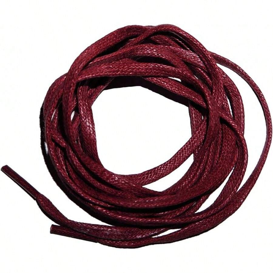 20-60" Premium Flat Waxed Cotton Bootlaces Shoelaces - [] 牛血紅 - 查看 1