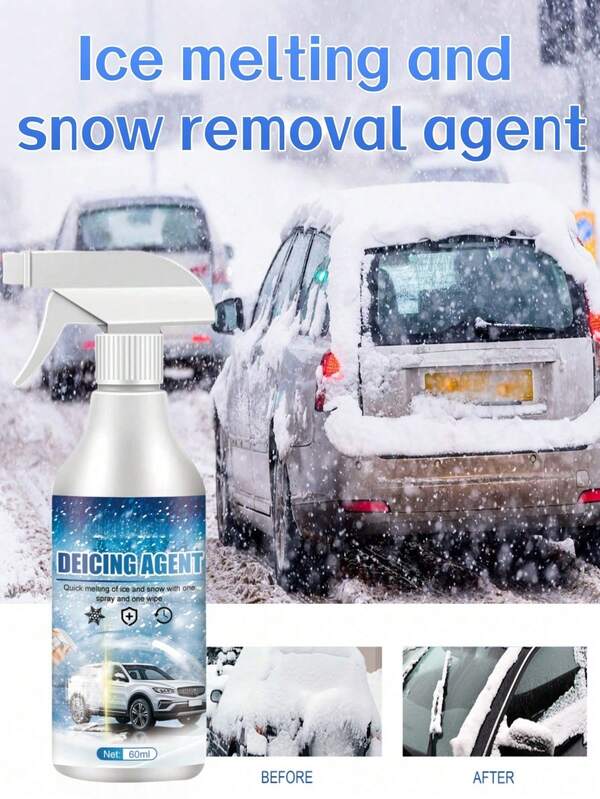 Winter Car Windshield Deicing & Deicing Spray. It Can Lower The Melting Point Of Ice And Snow To Around -45°C, Quickly Melting The Frost On The Car Windows, Keyhole, Wipers, Antennas, Etc. After Use, It Quickly Removes Snow On The Car, Prevents Cracking And Freezing Of The Car Glass Surface, And Extends The Service Life Of The Car Glass Surface, Better Maintaining Your Car.