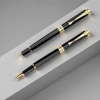 A Luxurious Metallic Black Ballpoint Pen/Heavy-Feel Men's And Women's Executive Pen/High-End Business Gift Pen/Smooth Writing/Business, Office, School And Signature, High-End Corporate Gift Ideas
