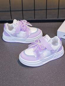 新款春秋季卡通公主风真皮休闲运动鞋，女童款 - 紫色 - 查看 6