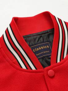 Men's Red Baseball Jacket High End Embroidered Leather Fashionable Street Style Sportswear Casual Classic Retro Sportswear Patchwork PU Long Sleeved Hip-Hop Motorcycle Jacket Coat - Đỏ - Xem 6