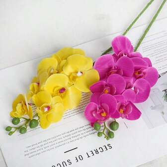 1支3D立体迷你7头蝴蝶兰，逼真仿真花，高端单茎，家居装饰，婚礼装饰